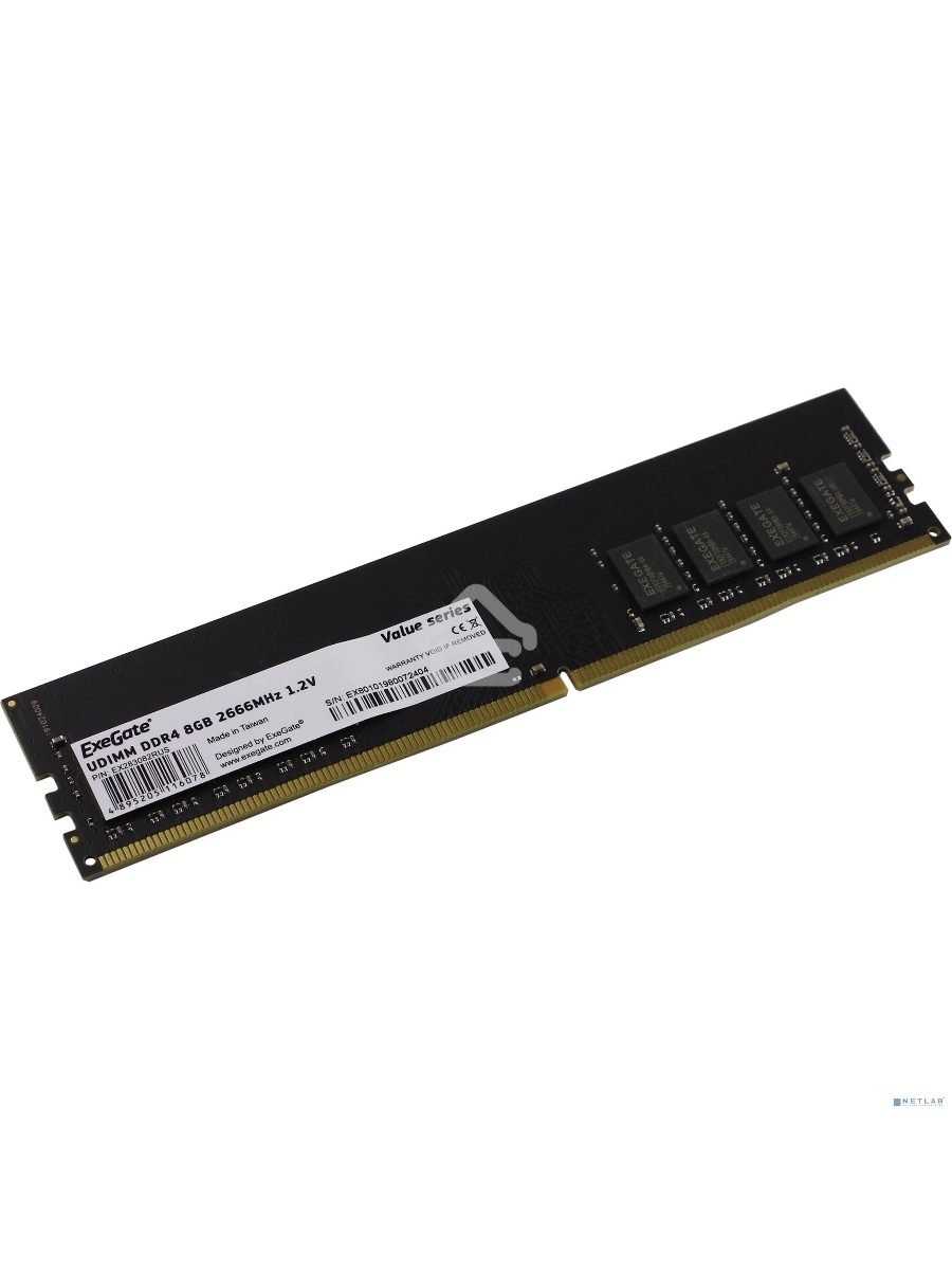 Оперативная память Exegate, DDR4, 8GB (1x8 GB), 2666 MHz, CL19, DIMM, OEM
