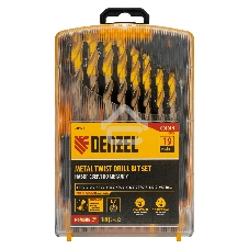 Набор сверл по металлу Denzel 1-10 мм, Р6М5К8-TiN, Golden Tip, 19 шт 723008