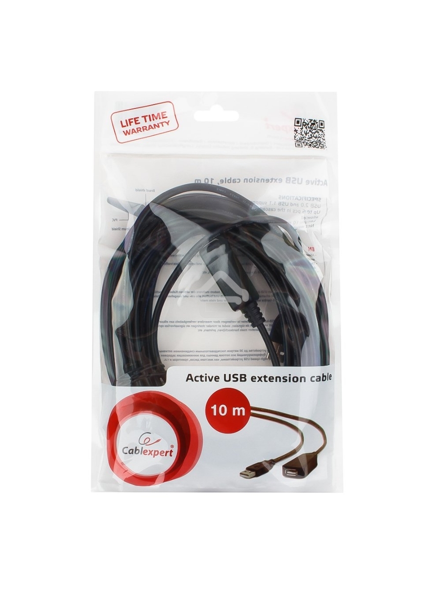 Кабель удлинитель USB 2.0 активный Gembird/Cablexpert UAE-01-10M, AM/AF, 10м