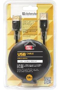 Кабель Defender PRO USB 2.0 кабель удлинительный 1.8м AM/AF , зол.конт, 2фер.фил.
