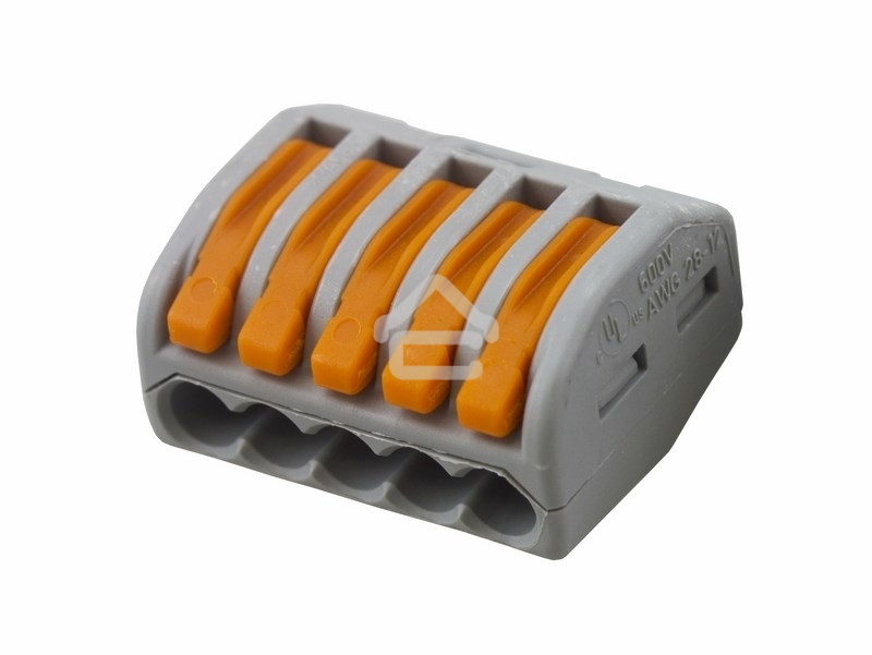 Универсальная клемма, 5-проводная, серая (0,08-2,5/4 мм²) (40 шт./уп.) WAGO 222-415
