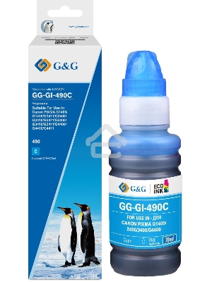 Чернила G&G GG-GI-490C GI-490 голубой 70мл для Canon Pixma G1400/G2400/G3400/G4400