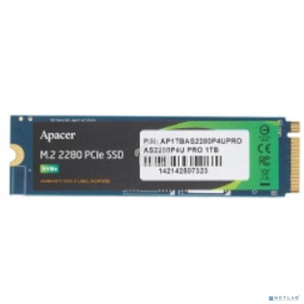 Накопитель SSD Apacer AS2280P4U PRO, 1Tb, M.2 2280, PCIe 3.0 x4, NVMe, R/W 3500/3000