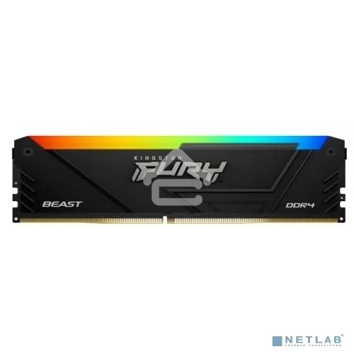 Оперативная память Kingston Fury Beast, DDR4, 16GB (1x16GB), 3200MHz, CL16, DIMM, с радиатором, RGB, черный