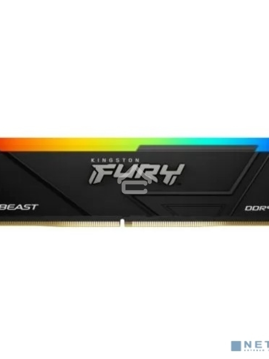 Оперативная память Kingston Fury Beast, DDR4, 16GB (1x16GB), 3200MHz, CL16, DIMM, с радиатором, RGB, чёрный