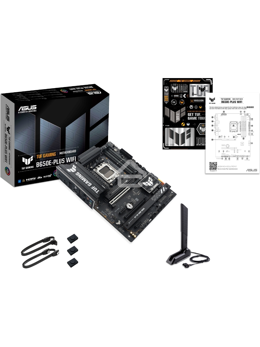 Материнская плата ASUS TUF GAMING B650E-PLUS WIFI, AM5, AMD B650, 4xDDR5, 4xSATA, 3xM.2, 1xPCIe 5.0 x16, 1xPCIe 4.0 x4, 2xPCIe 4.0 x1, 1xDisplayPort, 1xHDMI, 1x2.5Gb LAN, Wi-Fi 6E, Bluetooth 5.3, 1xUSB-C 20Gbps, 3xUSB-A 10Gbps, 6xUSB-A 2.0, 5x3.5 мм, 7.1,