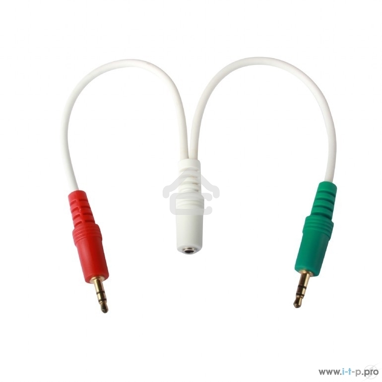 Кабель аудио сигнала Cablexpert, Jack3.5 нушники + 3.5 микрофон-> Jack3.5 4pin, длина 20 см, белый