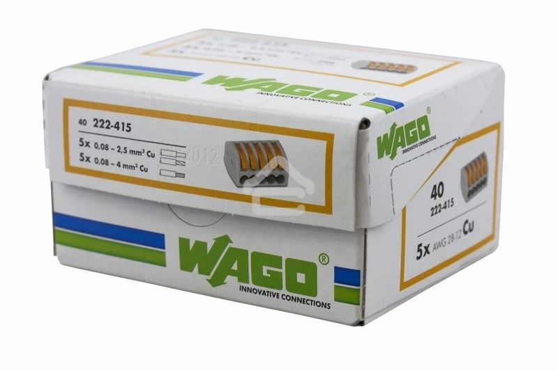 Универсальная клемма, 5-проводная, серая (0,08-2,5/4 мм²) (40 шт./уп.) WAGO 222-415