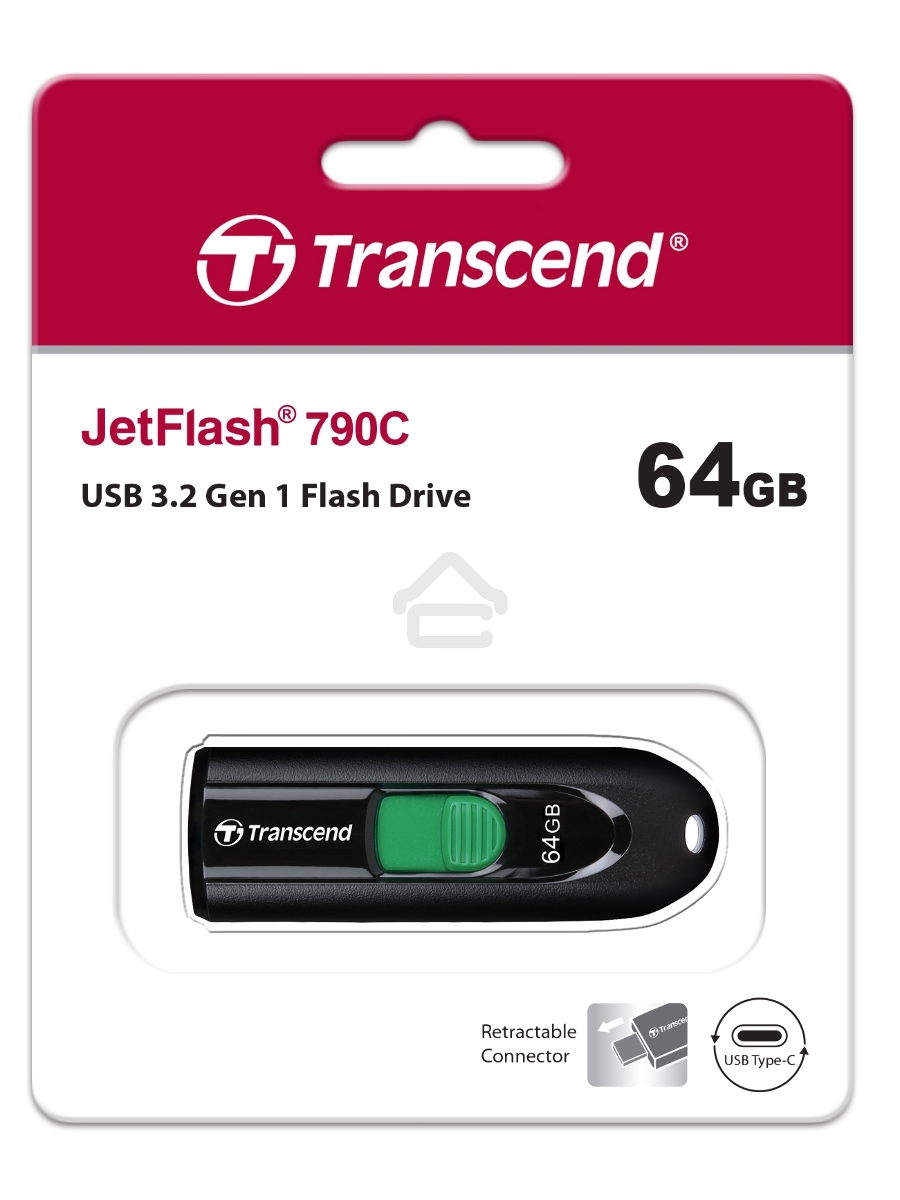 Флеш диск Transcend 64Gb Jetflash Type-C 790С TS64GJF790C USB3.0 черный