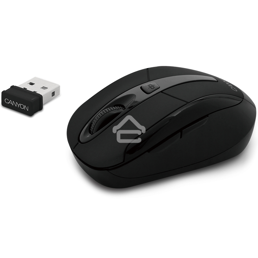 Мышь беспроводная Canyon MSO-W6 черный, 1600 dpi, радиоканал, USB, кнопки - 6