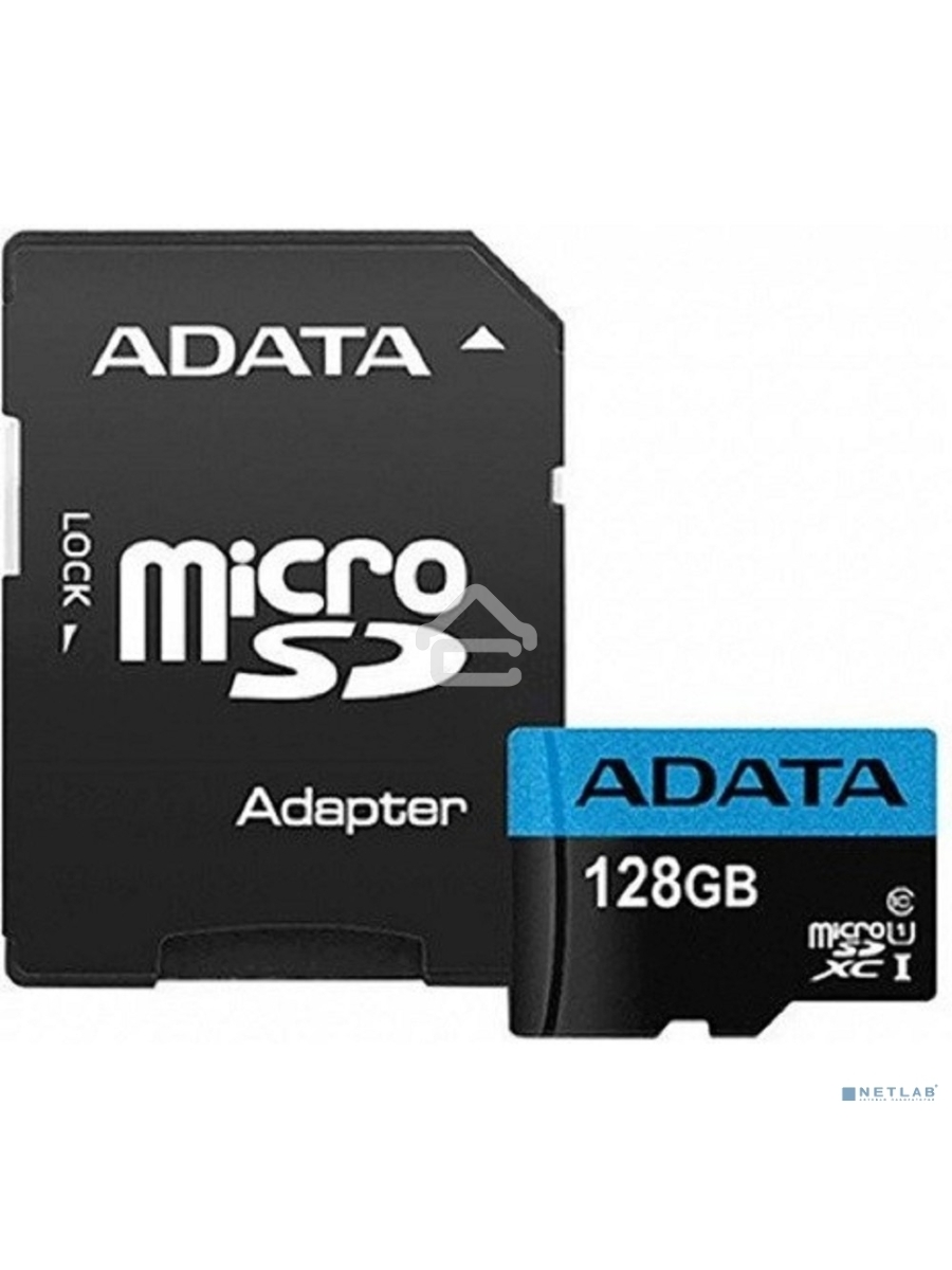 Флеш карта Micro SecureDigital 128Gb ADATA AUSDX128GUICL10A1-RA1 {MicroSDXC Class 10 UHS-I, SD adapter}