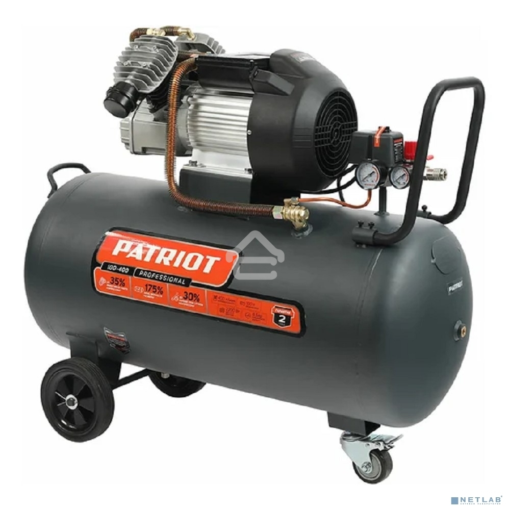 Компрессор Patriot поршневой масляный Professional 100-400, 400 л/мин, 8 бар, 2200 Вт, 100 л, быстросъемный 1/4