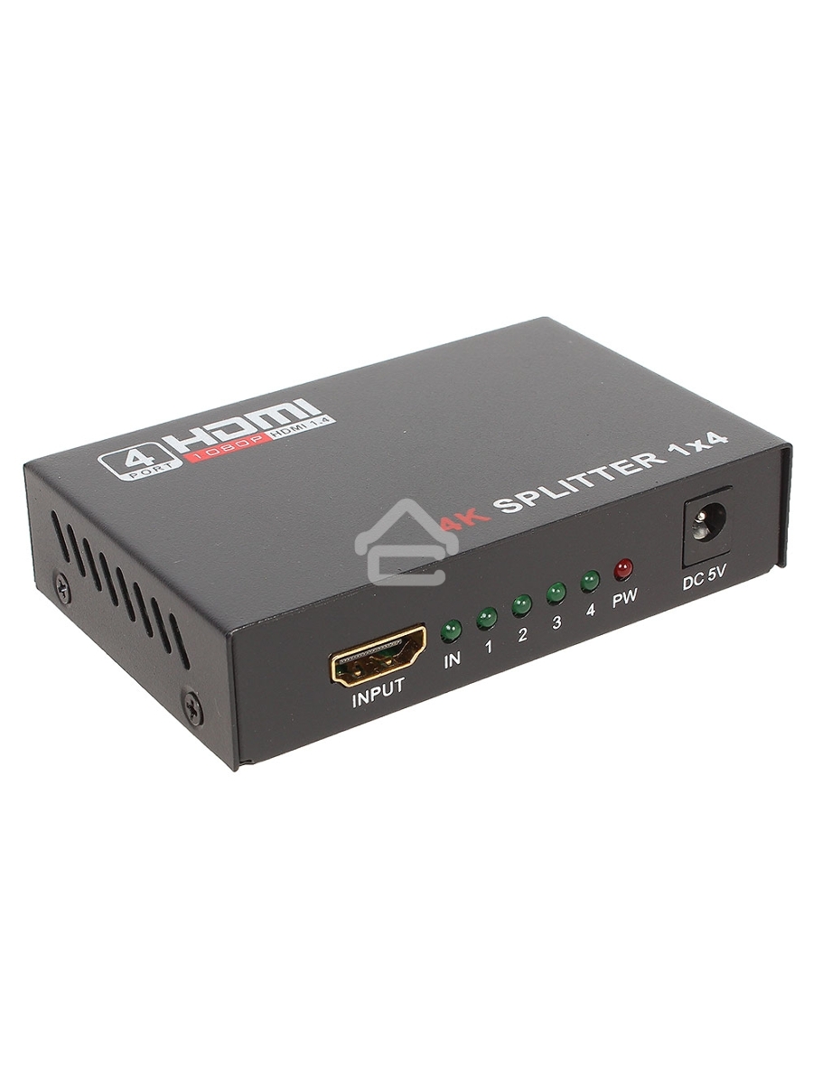Разветвитель ORIENT HDMI 4K Splitter HSP0104HN, 1->4, HDMI 1.4/3D, UHDTV 4K(3840x2160)/HDTV1080p/1080i/720p, HDCP1.2, внешний БП-зарядник 2xUSB 5В/2.1A, метал.корпус (30368)