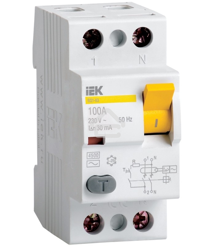Выключатель дифференциального тока (УЗО) Iek MDV11-2-032-030 ВД1-63 2Р 32А 30мА тип А ИЭК