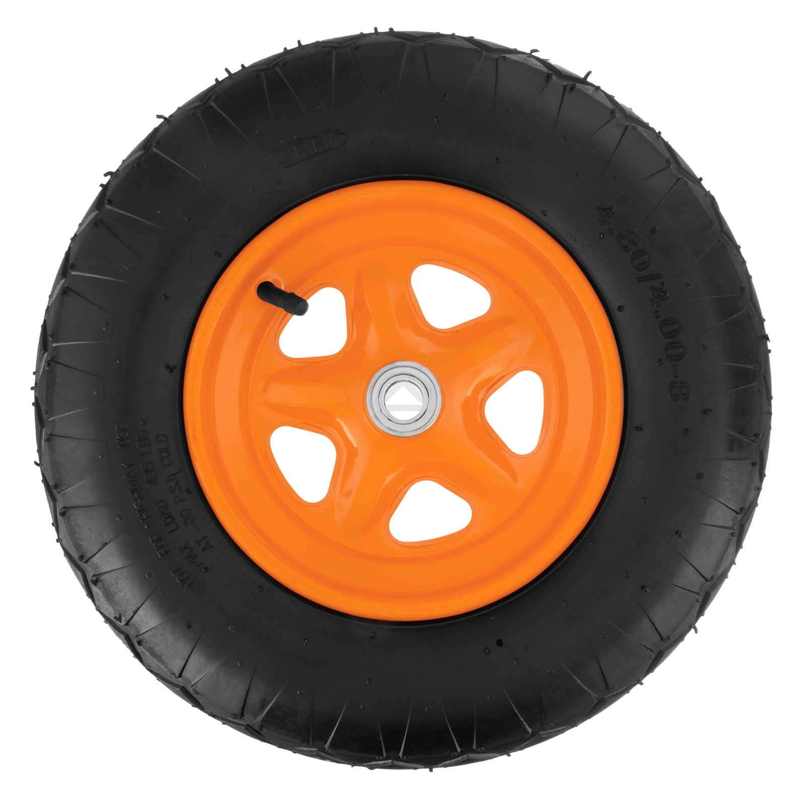 Колесо пневматическое Palisad 4.80/4.00-8, D 380 мм, подш. внут. диам. 20 мм, длина оси 90 мм