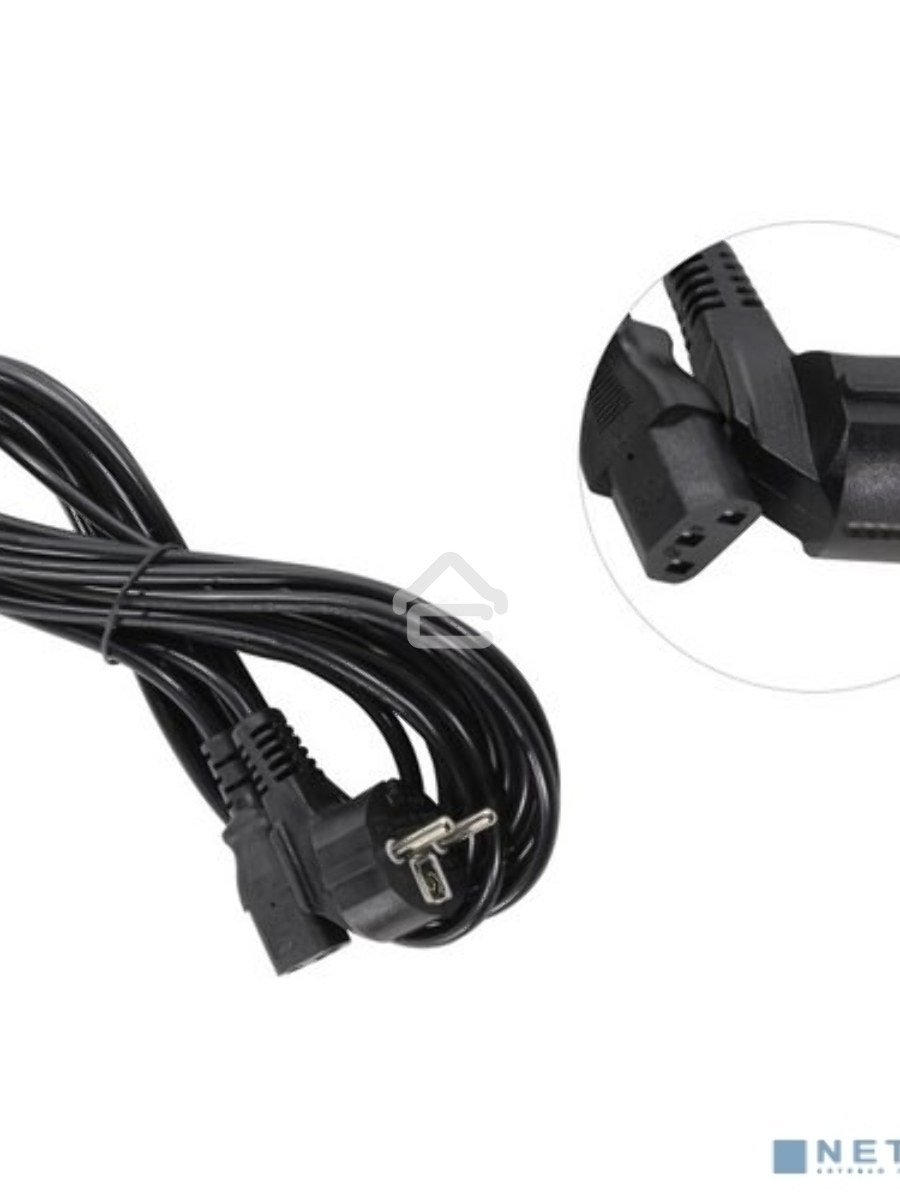 Кабель питания ExeGate Power PC-5P (Евровилка угловая Schuko->С13) VDE-250V-3*0.5-CU, 6A, 5м