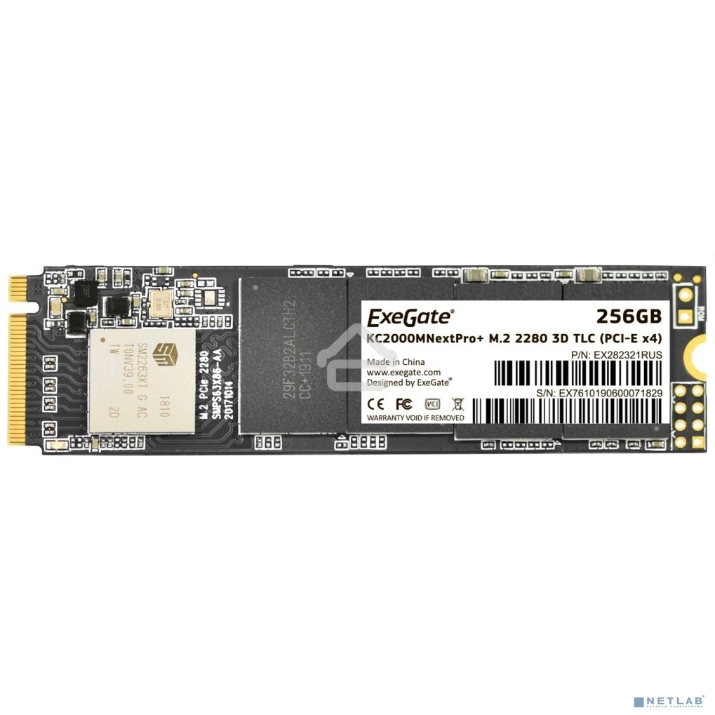 Накопитель SSD ExeGate NextPro+ KC2000TP256, 256Gb, M.2 2280, PCIe 3.0 x4, NVMe, R/W 1500/900