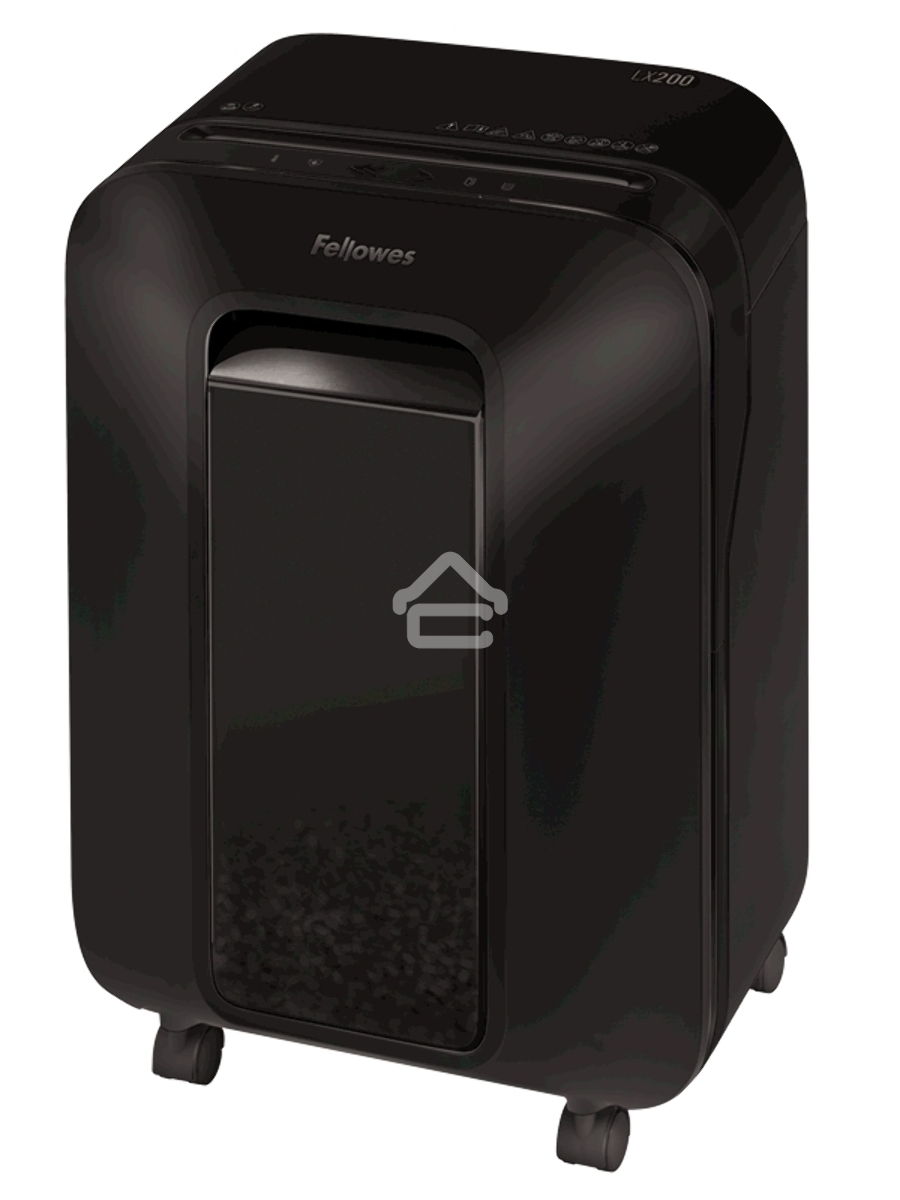 Шредер Fellowes PowerShred LX200 черный (секр.P-4)/перекрестный/12лист./22лтр./скрепки/скобы/пл.карты