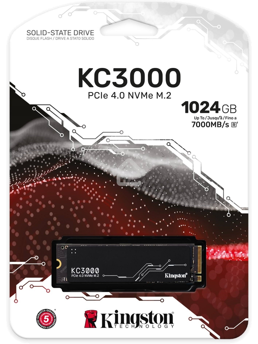 Накопитель SSD Kingston KC3000, 1TB, M.2 2280, PCIe 4.0 x4, R/W 7000/6000, с радиатором.