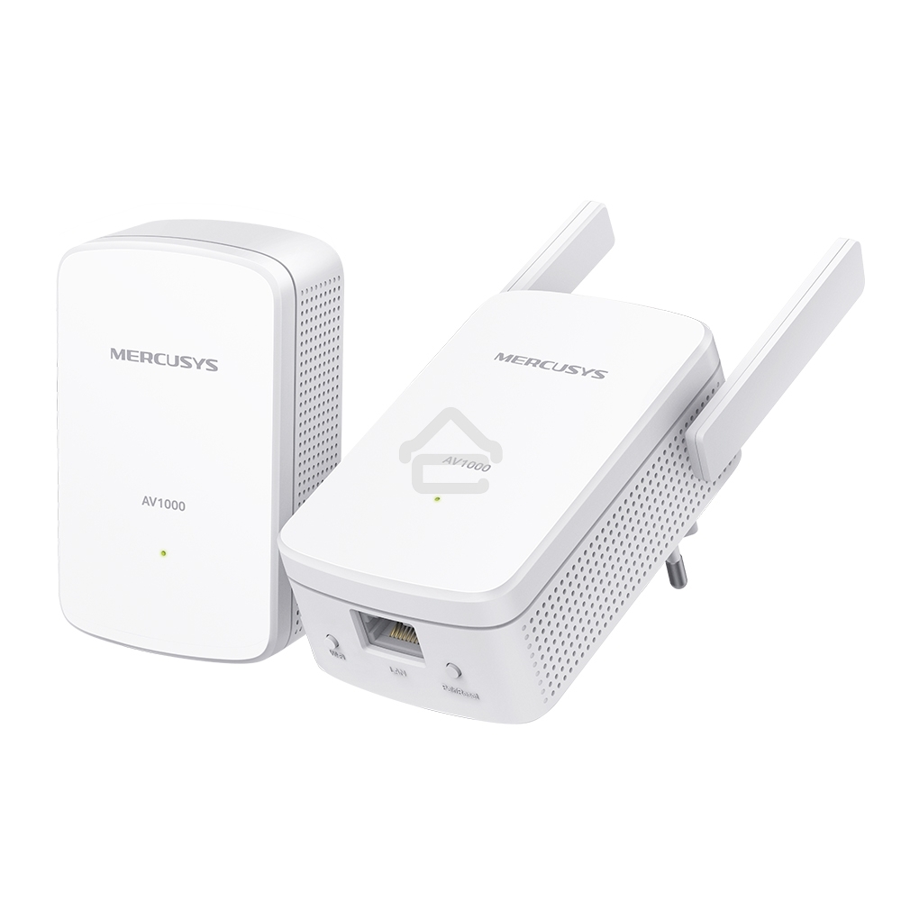 Комплект гигабитных Wi-Fi адаптеров Mercusys Powerline AV1000 Powerline kit with 300Mbps Wi-Fi, plug and play, up to 300 meters over an existing electrical circuit, the kit includes a MP510 and a MP500.