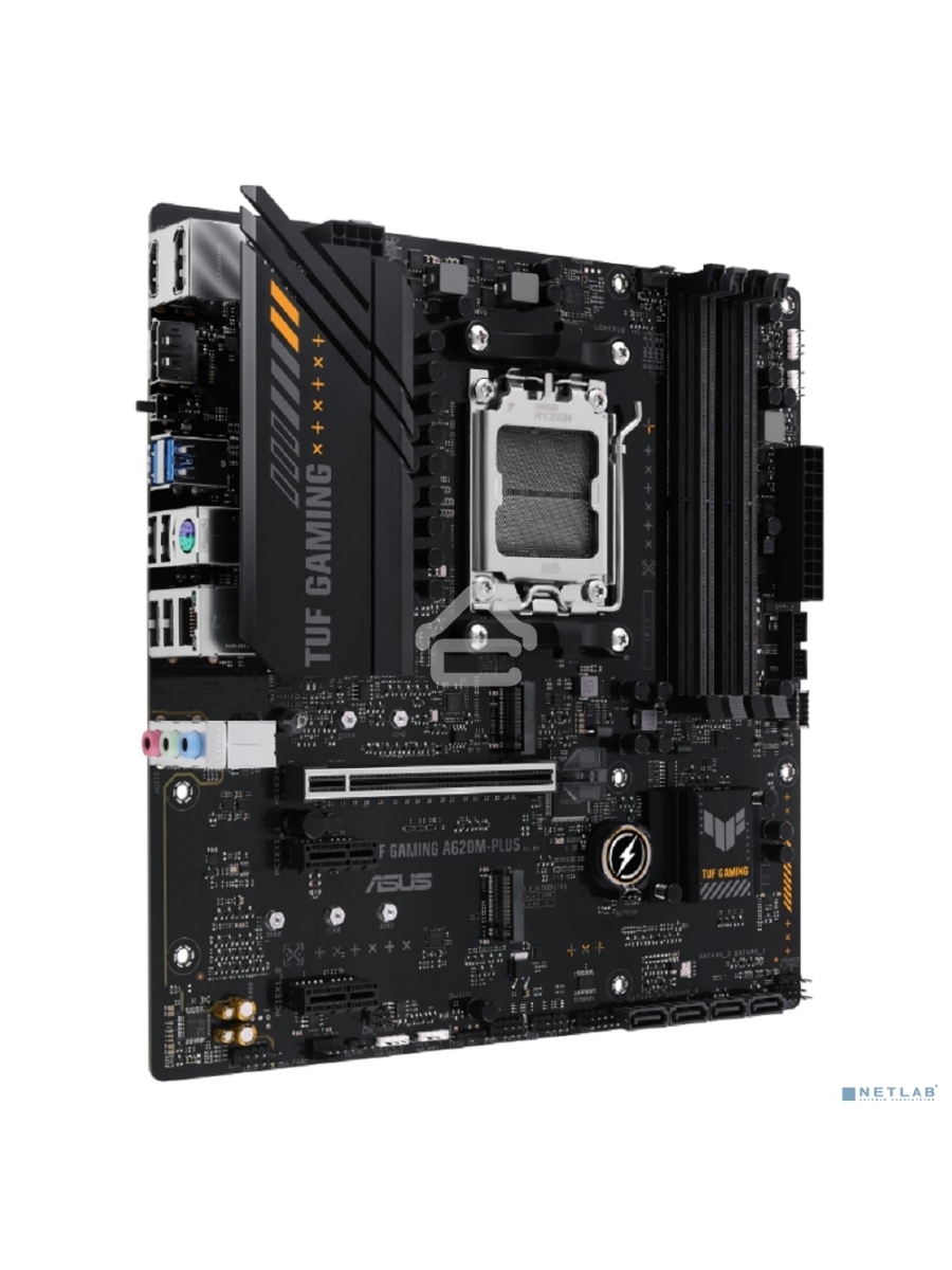 Материнская плата ASUS TUF GAMING A620M-PLUS, AM5, AMD A620, 4xDDR5, 4xSATA, 2xM.2, 1xPCI-E 4.0 x16, 2xPCI-E x1, 2xDP, 1xHDMI, 1x 2.5Gb LAN, 2xUSB-A 3.2 Gen 1, 4xUSB-A 2.0, 3x3.5 мм, 7.1, Micro-ATX