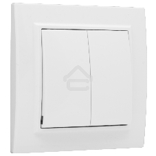Выключатель 2-клавишный СП,10А, белый EKF Basic Минск