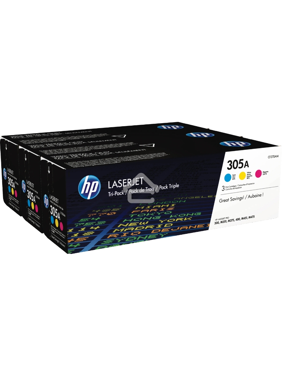 Картридж лазерный набор HP CF370AM № 305A голубой/пурпурный/желтый CLJ M451 (CE411A+CE412A+CE413A)