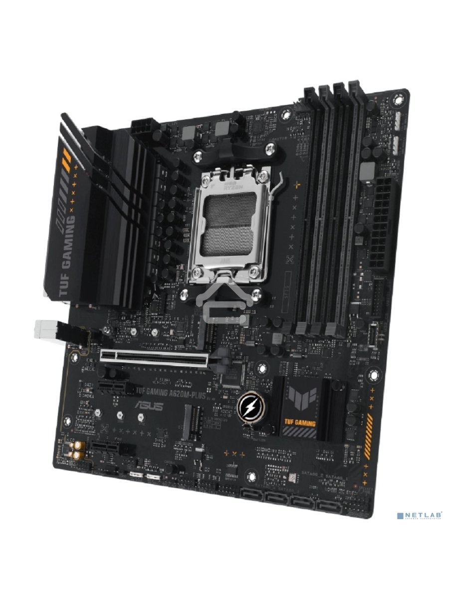 Материнская плата ASUS TUF GAMING A620M-PLUS, AM5, AMD A620, 4xDDR5, 4xSATA, 2xM.2, 1xPCI-E 4.0 x16, 2xPCI-E x1, 2xDP, 1xHDMI, 1x 2.5Gb LAN, 2xUSB-A 3.2 Gen 1, 4xUSB-A 2.0, 3x3.5 мм, 7.1, Micro-ATX