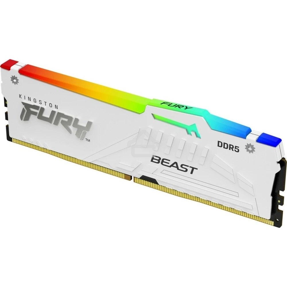 Оперативная память Kingston Fury Beast, DDR5, 32Gb (1x32Gb), 5600MHz, CL40, DIMM, с радиаторами, RGb, белый