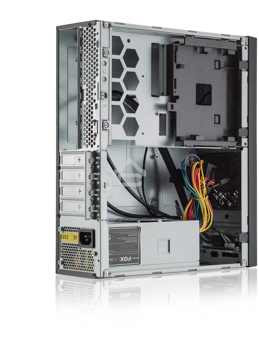 Компьютерный корпус с блоком питания 300Вт. Foxline FL-1001 mATX case, black, w/PSU TFX 300W, w/2xUSB2.0+2xUSB3.0, w/1xcombo audio, w/pwr cord, w/ 8cm FAN