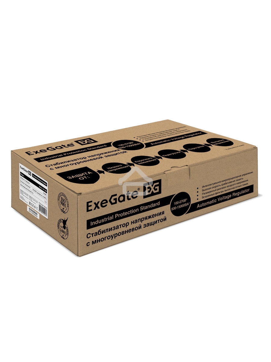 Стабилизатор напряжения ExeGate Master AV-1500 (1500ВА, 140-260В, цифр. индикация вход/вых. напряжения, 220В±8%, КПД 98%, 5 уровней защиты, задержка, метал.корпус, евророзетка, RTL)