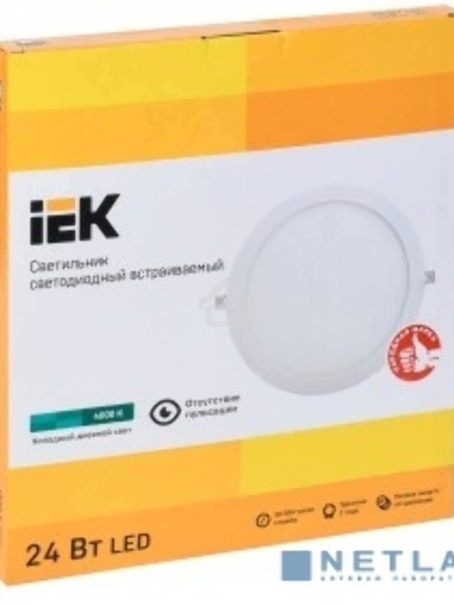 Светильник Iek LDVO0-1609-1-24-4000-K01 ДВО 1609 белый круг LED 24Вт 4000 IP20 {алюм. корпус, диам 295 мм}
