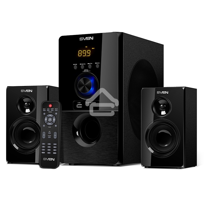 Акустическая система SVEN MS-2050 черный (2x12,5W + Subwoofer 30W, дерево, USB, SD, FM, ПДУ, Bluetooth)