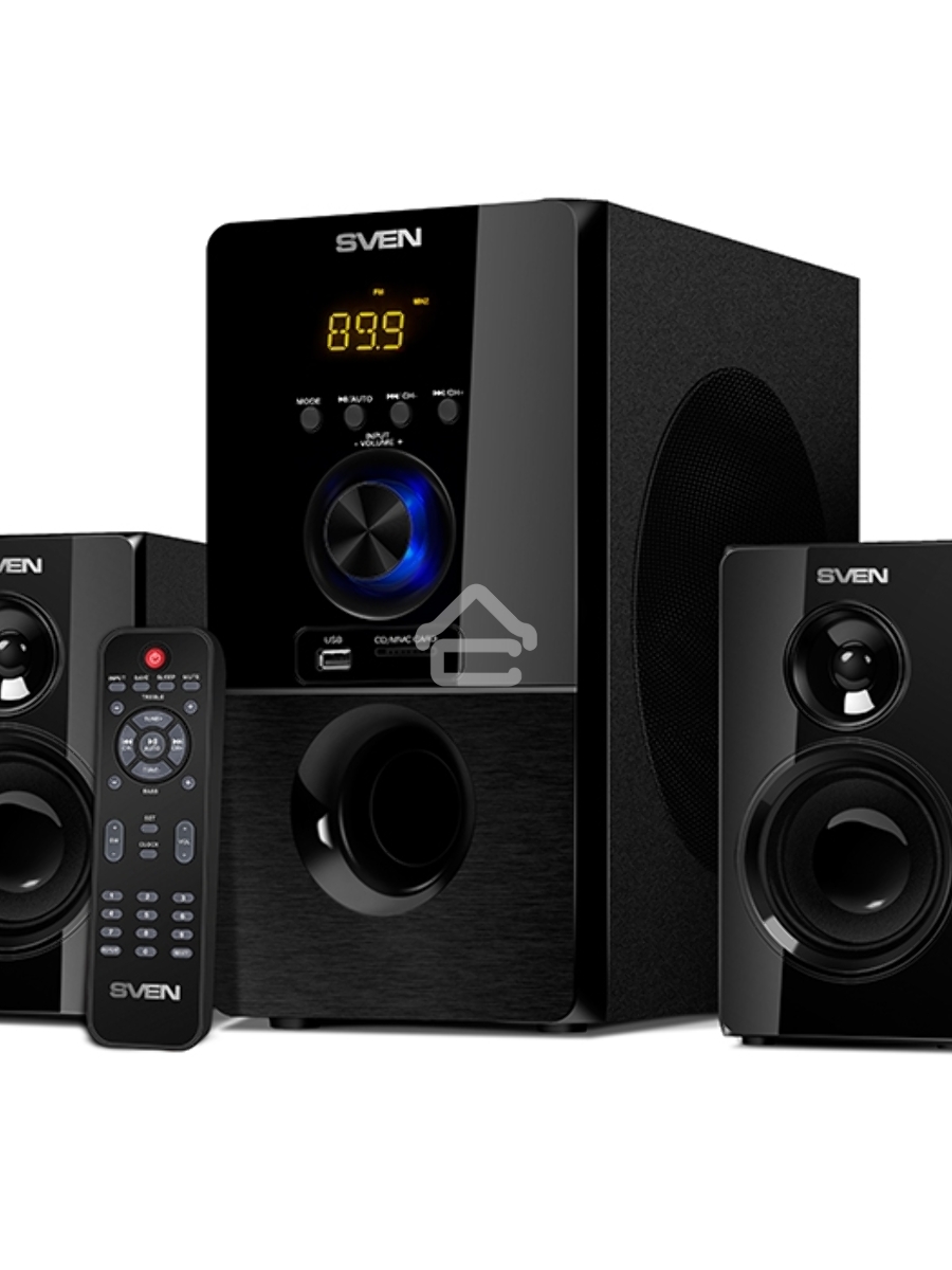 Колонки SVEN MS-2050 черный (2x12,5W + Subwoofer 30W, дерево, USB, SD, FM, ПДУ, Bluetooth)