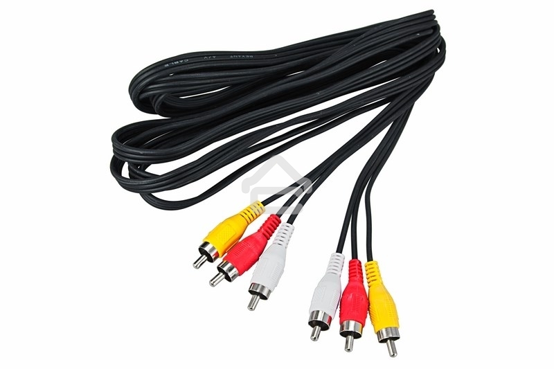 Шнур Rexant 3 RCA - 3 RCA, 3 м, черный (10 шт./уп.)