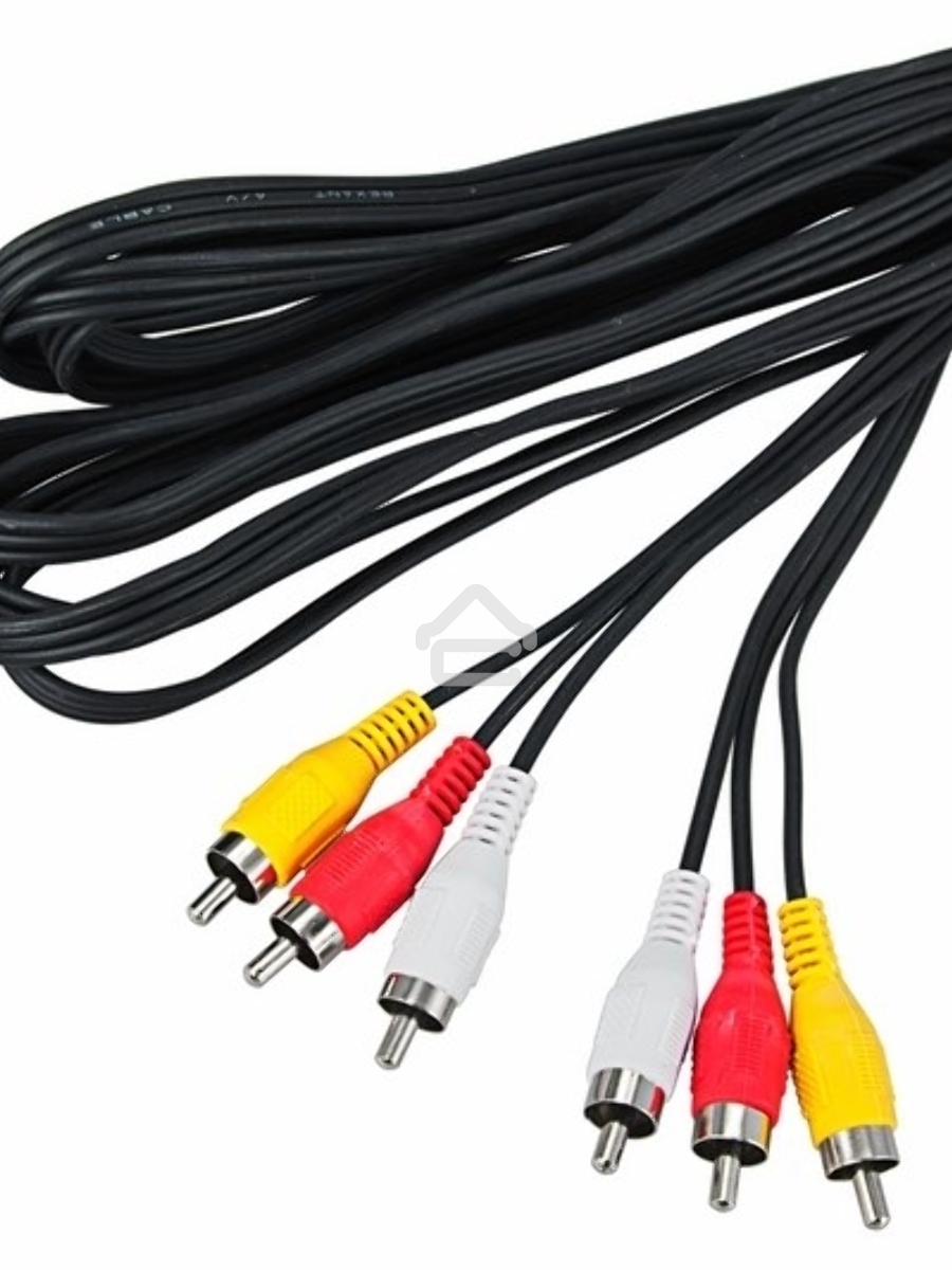 Шнур Rexant 3 RCA - 3 RCA, 3 м, черный (10 шт./уп.)