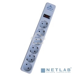 Сетевой фильтр ZIS Pilot S удлинитель 3 м 15А 6 розеток, серый арт.039