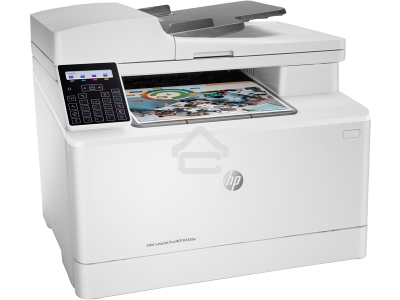 МФУ лазерное HP Color LaserJet Pro M183fw (7KW56A), A4, цветной, печ. до 16 стр/мин., скан. до 15 стр/мин. (ч/б) 8 стр/мин. (цвет), 600 x 600 dpi (печать) 1200x1200dpi (скан.), USB, RJ-45, Wi-Fi, Air Print, Mopria