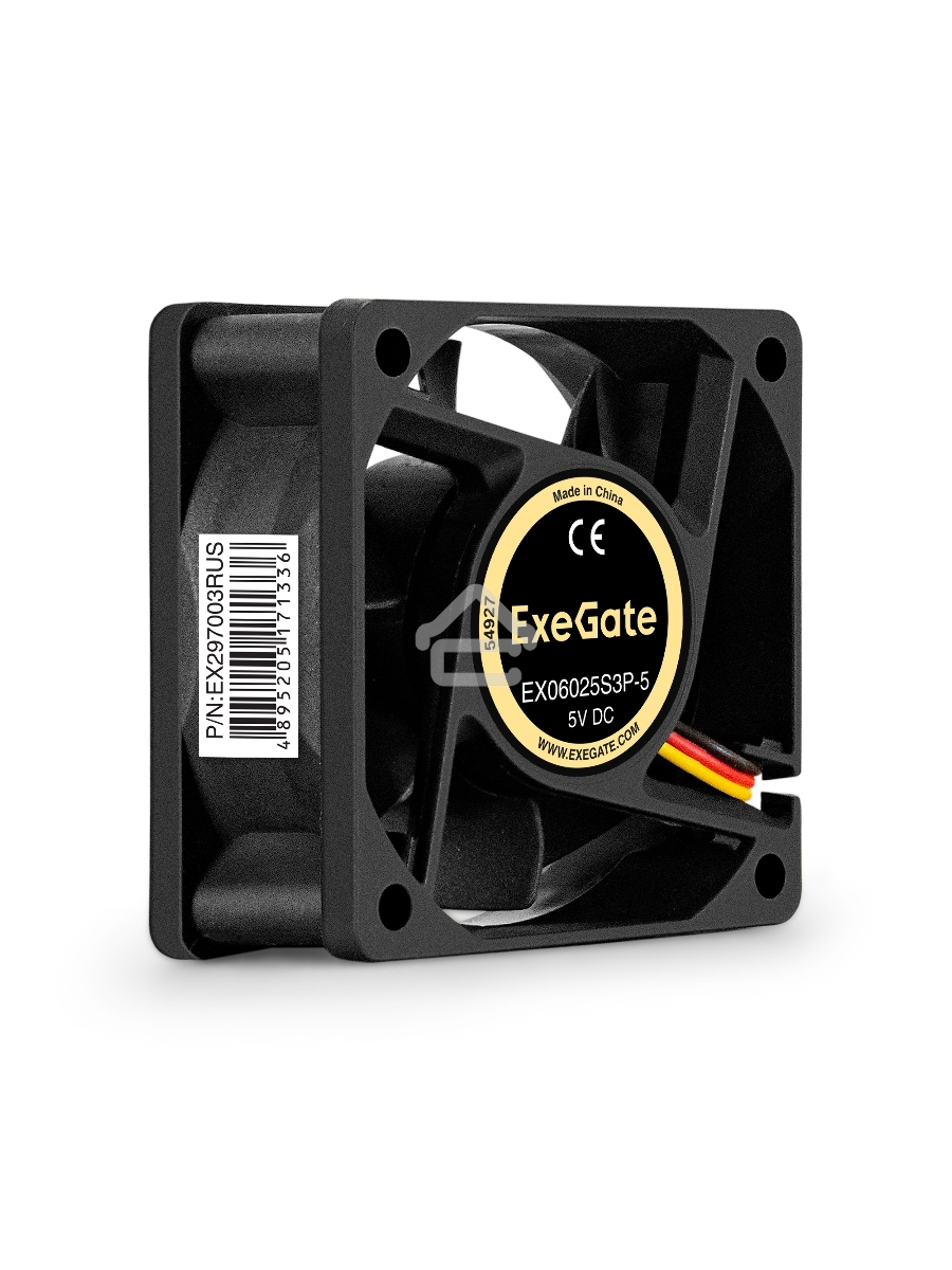 Вентилятор для корпуса ExeGate EX06025S3P-5 черный, 60 мм, 3500 об/мин, 25.3 дБ, 3 pin