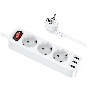 Сетевой фильтр Hoco NS2, 3 EU розетки, 4000W, с портами 3xUSB, 2.4A, 1.8м белый