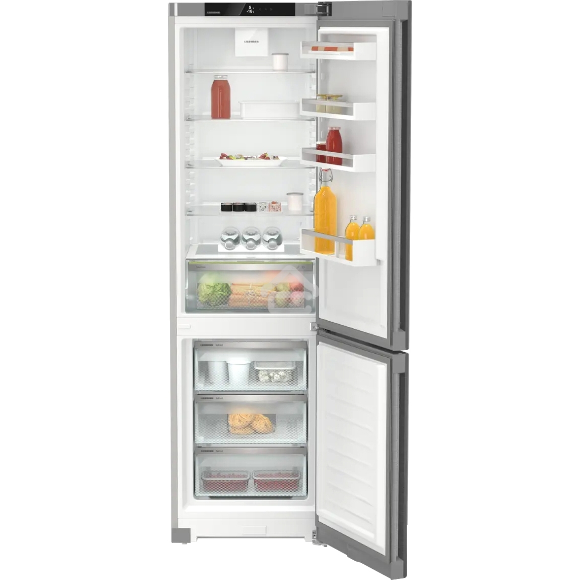 Холодильники Liebherr Pure CNsdc 5703-22 001 серебристый SmartSteel двухкамерный 266/94л морозилка снизу