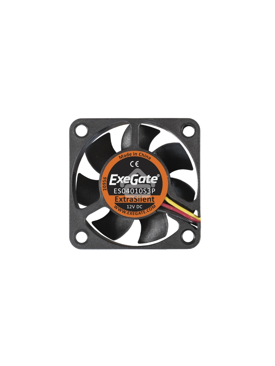 Вентилятор для корпуса ExeGate ExtraSilent ES04010S3P черный, 40 мм, 4000 об/мин, 19 дБ, 3 pin