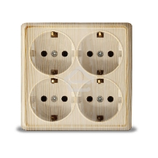 Розетка 4-м ОП Олимп с заземл. квадрат сосна UNIVersal 1177
