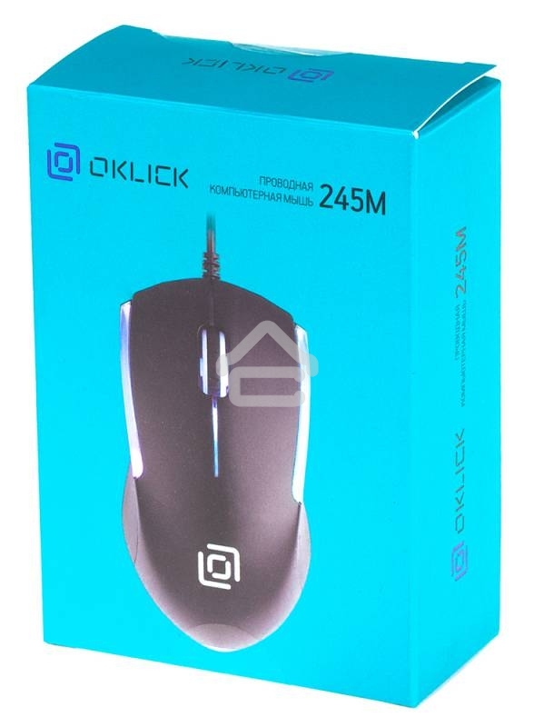 Мышь проводная Oklick 245M черный, 1000 dpi, USB, кнопки - 3