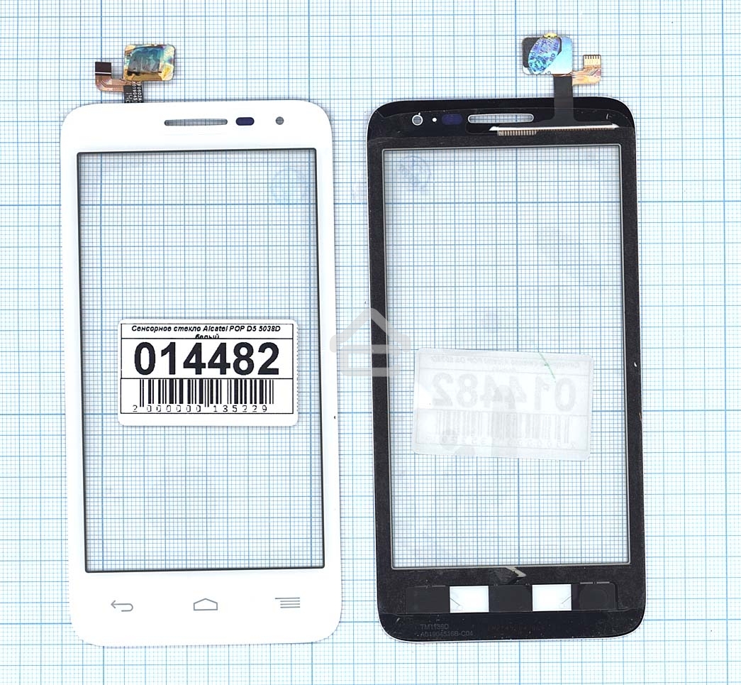 Сенсорное стекло (тачскрин) для Alcatel POP D5 5038D, белое
