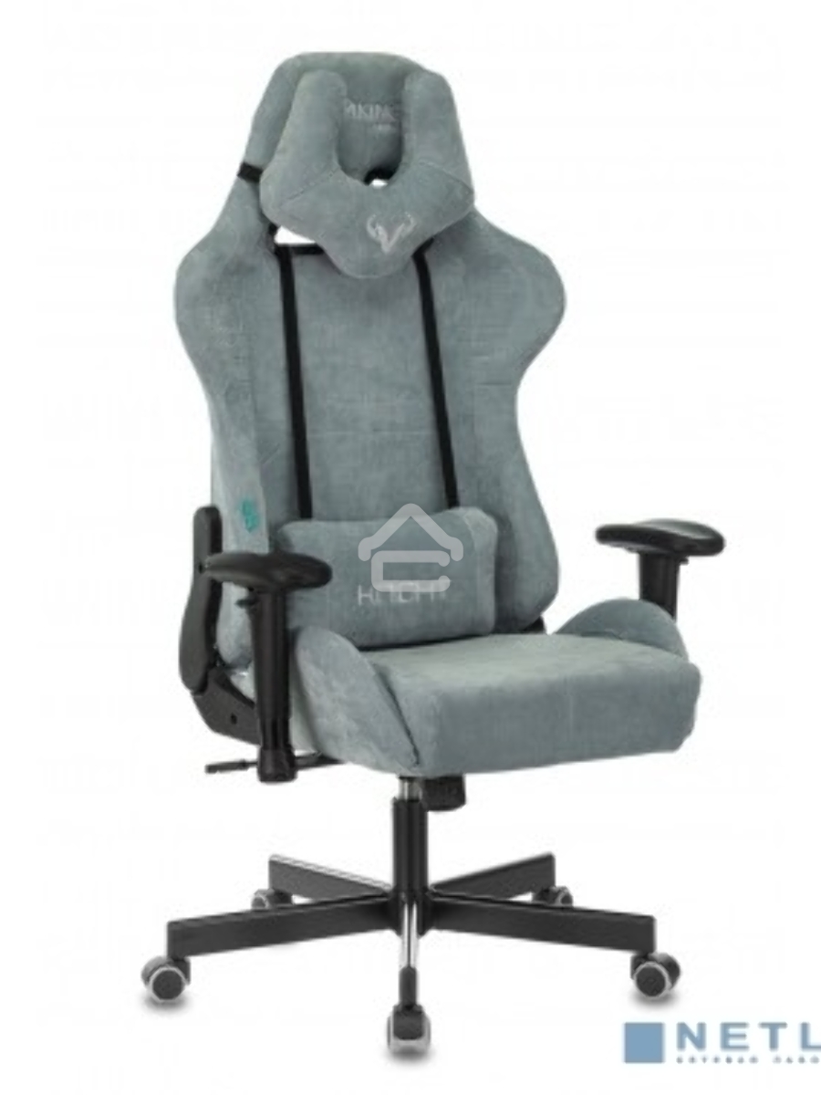 Кресло игровое Бюрократ VIKING KNIGHT LT28 FABRIC серо-голубой крестовина металл/пластик