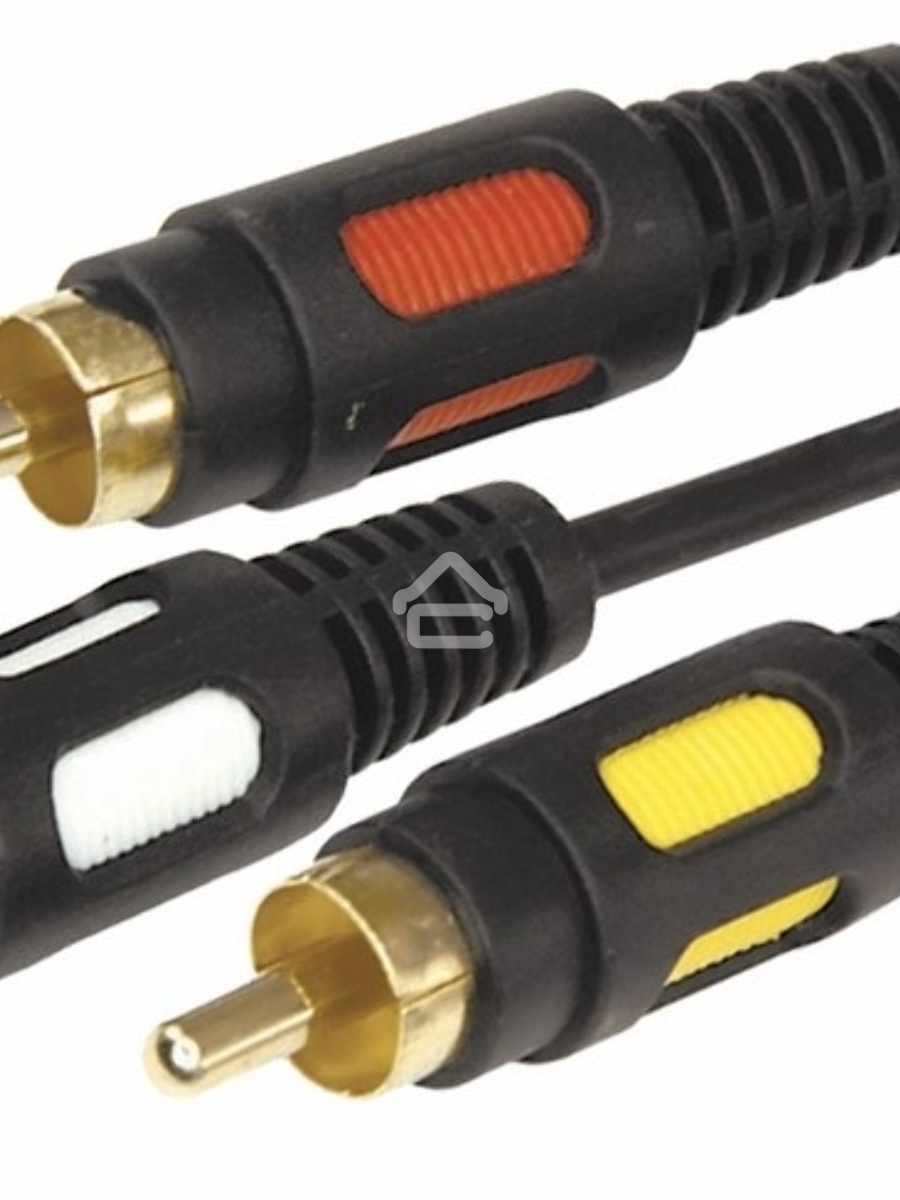 Шнур 3 RCA - 3 RCA, длина 1,5 метра, черный (GOLD) Rexant