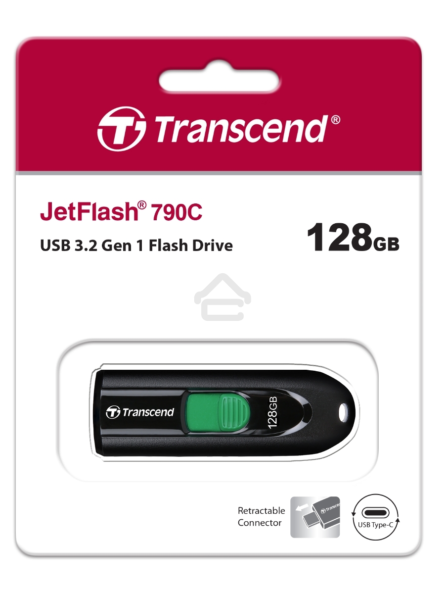 Флеш диск Transcend USB 128GB JETFLASH 790C USB3.2, Type-C, Black
