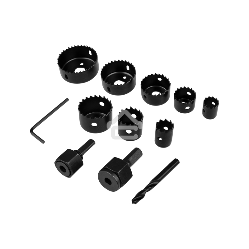 Набор коронок по дереву Kranz (19, 22, 28, 32, 38, 44, 54, 64 мм) 2 держателя с ключом