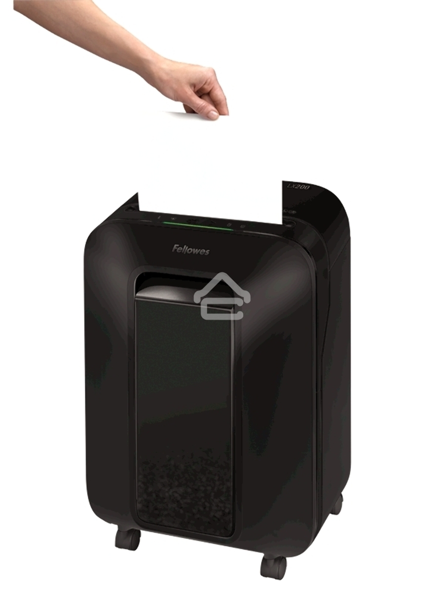 Шредер Fellowes PowerShred LX200 черный (секр.P-4)/перекрестный/12лист./22лтр./скрепки/скобы/пл.карты